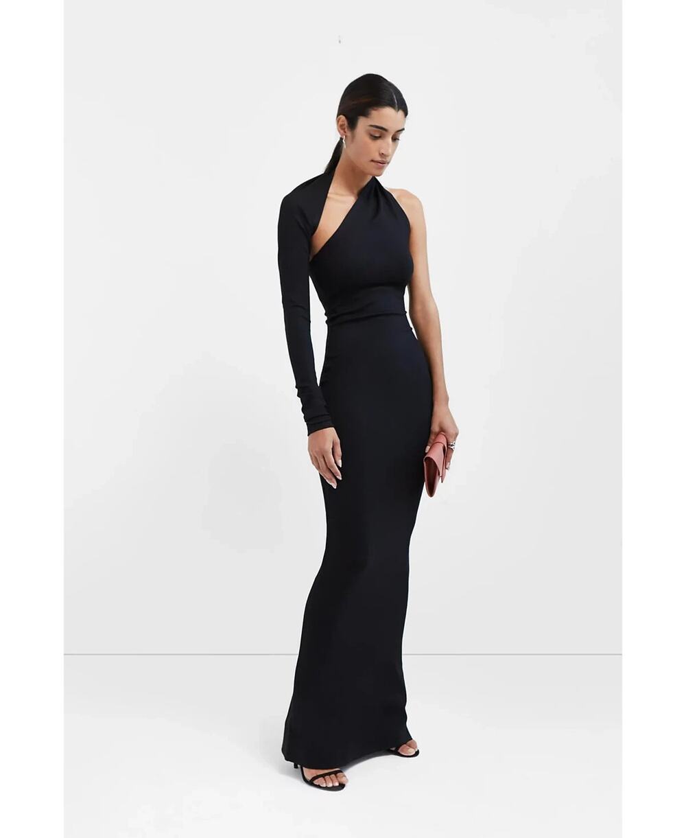 MARCELLA Manhatten One Shoulder Gown Women's Black Maxi Dress NWT XS